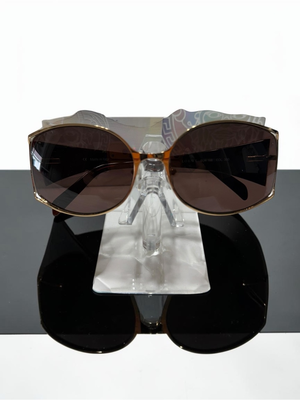 Vintage Deadstock LOEWE Sunglasses Gold Frame Brown Gradient Made in Italy w/Box